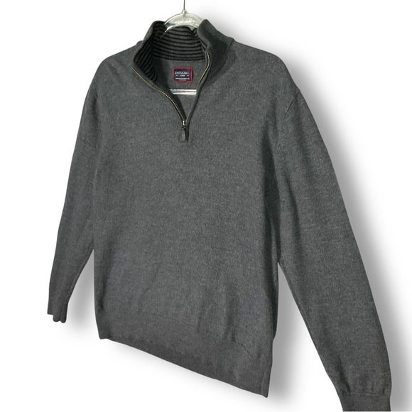 Untuckit Belguardo Merino Wool 1/4 Zip Sweater Sz L Gray Business Casual - Picture 5 of 11